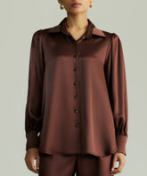 Espresso Silk Bishop Sleeved Shirt