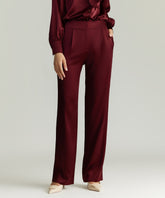 Burgundy Silk Pleated Trousers
