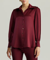Burgundy Silk Bishop Sleeved Shirt