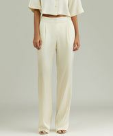 Cream Silk Pleated Trousers