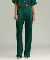 Emerald Silk Pleated Trousers
