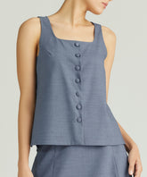 Blue Suiting Sleeveless Top