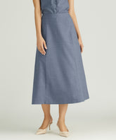 Blue Suiting Midi Skirt