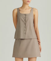 Tobacco Suiting Sleeveless Top