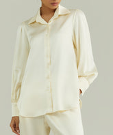 Cream Silk Bishop Sleeved Shirt