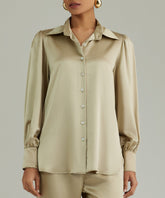 Olive Silk Bishop Sleeved Shirt