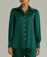 Emerald Silk Bishop Sleeved Shirt