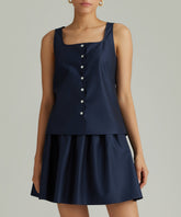 Navy Egyptian Cotton Sleeveless Top