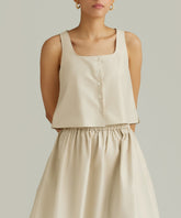 Fawn Egyptian Cotton Cropped Sleeveless Top
