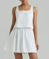 White Egyptian Cotton Cropped Sleeveless Top