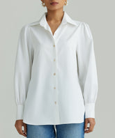 White Egyptian Cotton Bishop Sleeved Shirt