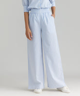 Blue Striped Cotton Tencel Trousers