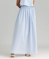 Blue Striped Cotton Tencel Maxi Skirt