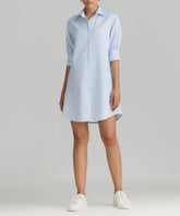 Blue Striped Cotton Tencel Short Shirt Dress