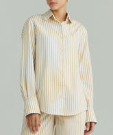 Gold Striped Cotton Tencel Oversized Shirt