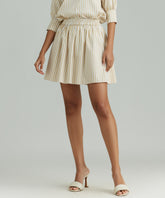 Gold Striped Cotton Tencel Mini Skirt