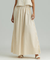 Gold Striped Cotton Tencel Maxi Skirt