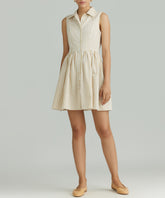 Gold Striped Cotton Tencel Short Tennis Dress