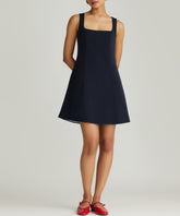 Navy Blue Stretch Suiting Mini Dress
