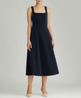Navy Blue Stretch Suiting Midi Dress