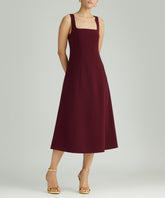 Burgundy Stretch Suiting Midi Dress