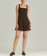 Chocolate Brown Stretch Suiting Mini Dress