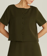 Military Green Stretch Suiting Jacket Top