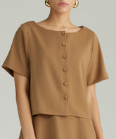 Camel Stretch Suiting Jacket Top