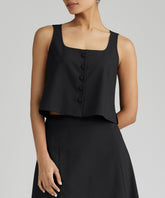 Black Suiting Cropped Sleeveless Top