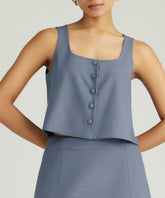 Blue Suiting Cropped Sleeveless Top