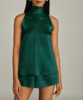 Emerald Silk Tie-Neck Top