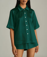 Emerald Silk Bowling Shirt