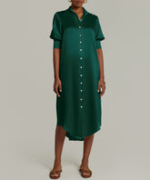 Emerald Silk Shirt Dress