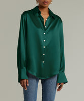 Emerald Silk Oversized Shirt