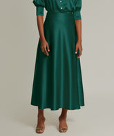 Emerald Silk Long Skirt
