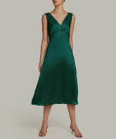 Emerald Silk Slip Dress