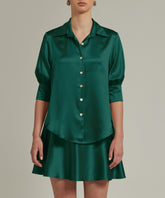 Emerald Silk Short-Sleeved Shirt