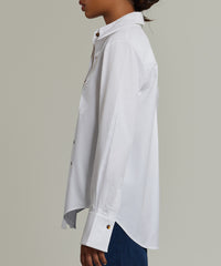 White Egyptian Cotton Oversized Long-Sleeved Shirt