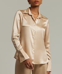 Champagne Silk Long-Sleeved Shirt