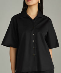 Black Egyptian Cotton Bowling Shirt