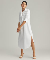 White Egyptian Cotton Long Shirt Dress