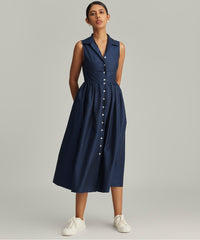 Navy Blue Egyptian Cotton Long Tennis Dress