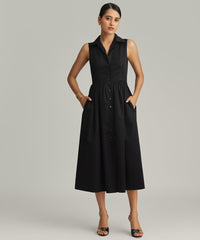 Black Egyptian Cotton Long Tennis Dress