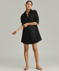 Black Egyptian Cotton Short Shirt Dress