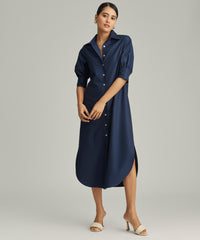 Navy Blue Egyptian Cotton Long Shirt Dress