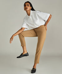 Camel Stretch Suiting Cigarette Trousers