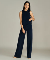Navy Blue Stretch Suiting Sleeveless Top