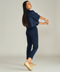 Navy Blue Stretch Suiting Cigarette Trousers