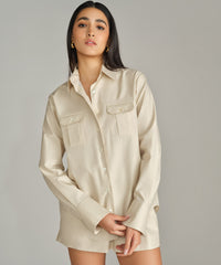Fawn Egyptian Cotton Oversized Long-Sleeved Shirt