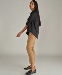 Black Egyptian Cotton Short-Sleeved Shirt